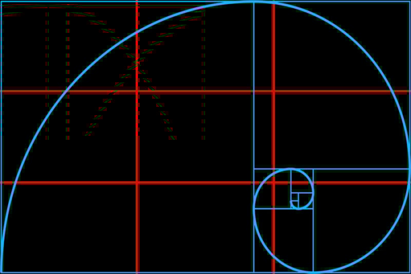 The lower right intersection of the red lines is pretty close to the tight curl of the spiral.
